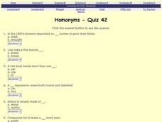 Homonyms Quiz 42 Interactive Homonyms Quiz 42 Interactive