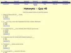 ESL: Homonyms Quiz Interactive ESL: Homonyms Quiz Interactive