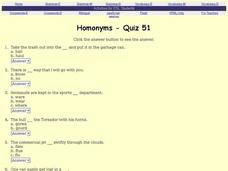 Homonyms - Quiz 51 Interactive Homonyms - Quiz 51 Interactive