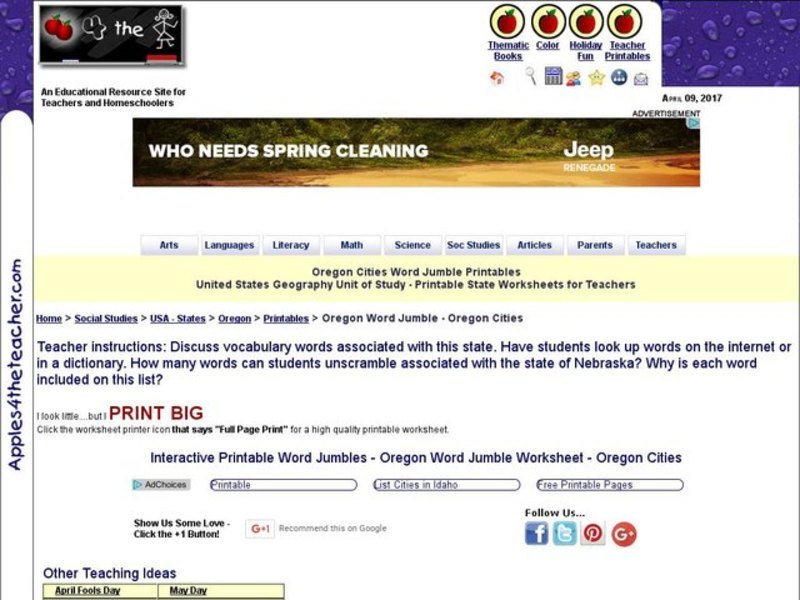 Oregon Cities Word Jumble Interactive Oregon Cities Word Jumble Interactive