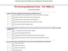 The Growing National Crisis: The 1850s (1) Interactive The Growing National Crisis: The 1850s (1) Interactive