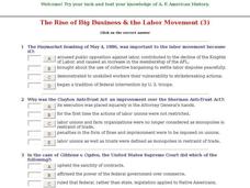 The Rise of Big Business & the Labor Movement (3) Interactive for 9th - 12th Grade | Lesson Planet The Rise of Big Business & the Labor Movement (3) Interactive for 9th - 12th Grade | Lesson Planet