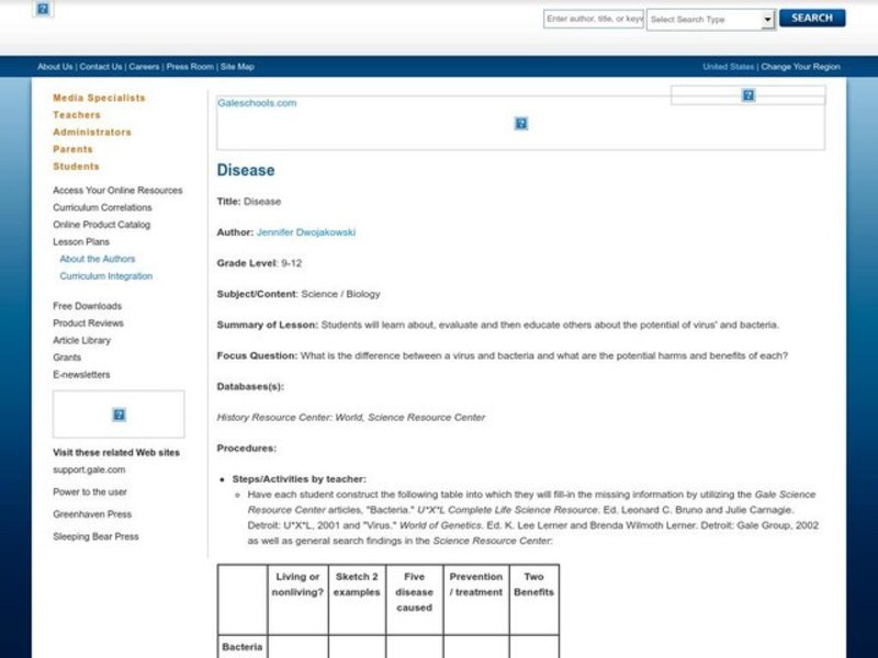Disease Lesson Plan Disease Lesson Plan