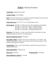 Distance Formula Lesson Plan Distance Formula Lesson Plan