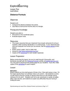 Distance Formula Lesson Plan Distance Formula Lesson Plan
