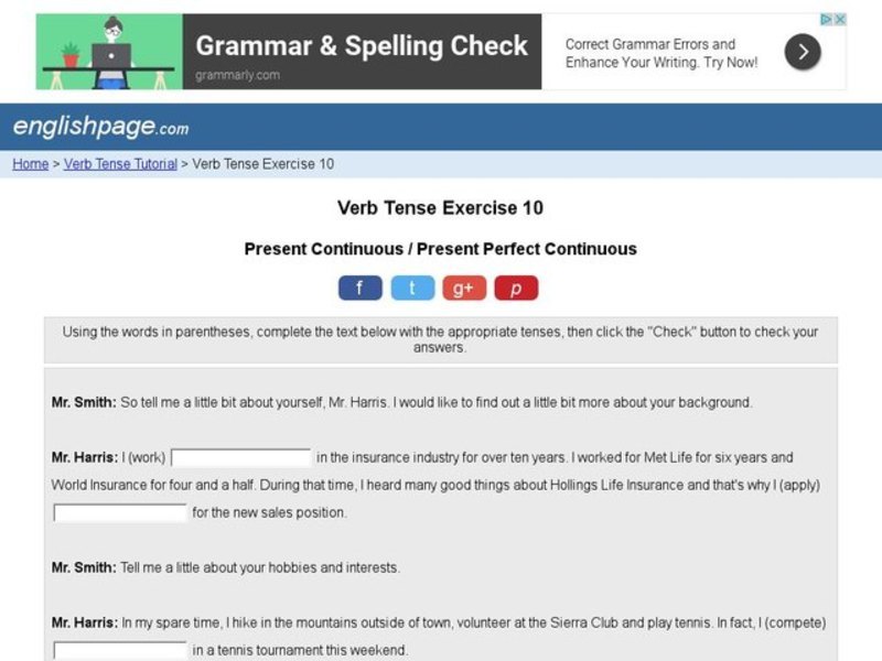 Verb Tense Exercise 10 Interactive Verb Tense Exercise 10 Interactive