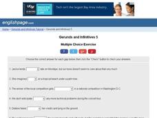 Gerunds and Infinitives 5 Interactive Gerunds and Infinitives 5 Interactive