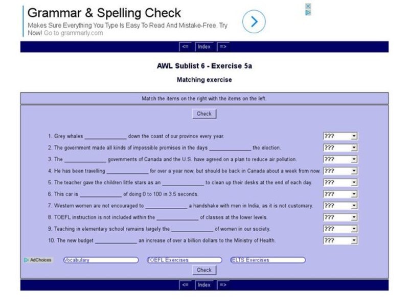English Vocabulary Skills: AWL Sublist 6 - Exercise 5a Interactive English Vocabulary Skills: AWL Sublist 6 - Exercise 5a Interactive