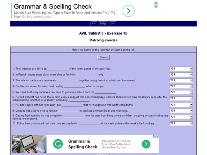 English Vocabulary Skills: AWL Sublist 6 - Exercise 3b Interactive English Vocabulary Skills: AWL Sublist 6 - Exercise 3b Interactive