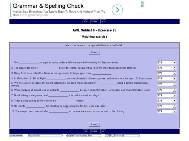 English Vocabulary Skills: AWL Sublist 6 - Exercise 2c Interactive English Vocabulary Skills: AWL Sublist 6 - Exercise 2c Interactive