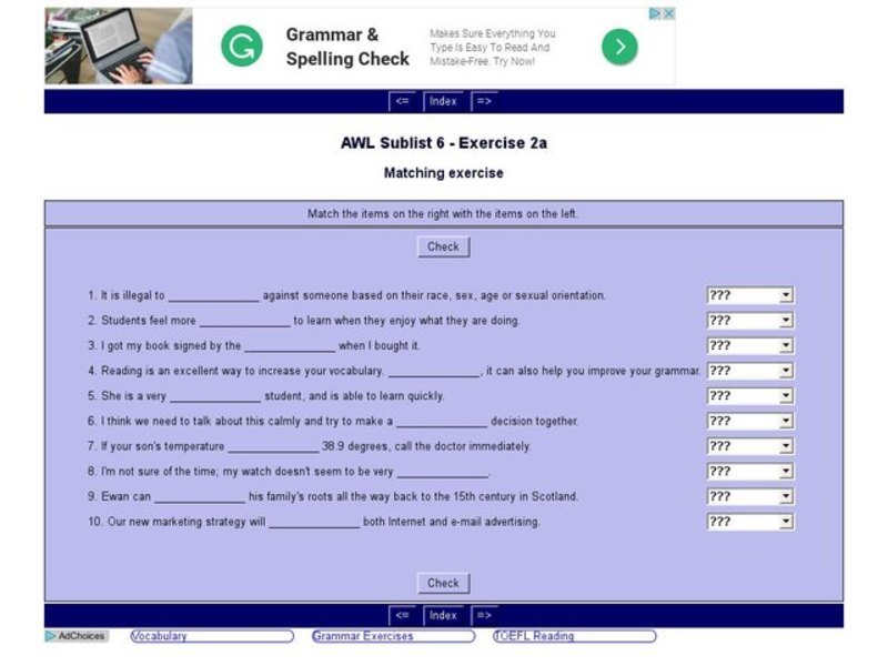 English Vocabulary Skills: AWL Sublist 6 - Exercise 2a Interactive English Vocabulary Skills: AWL Sublist 6 - Exercise 2a Interactive
