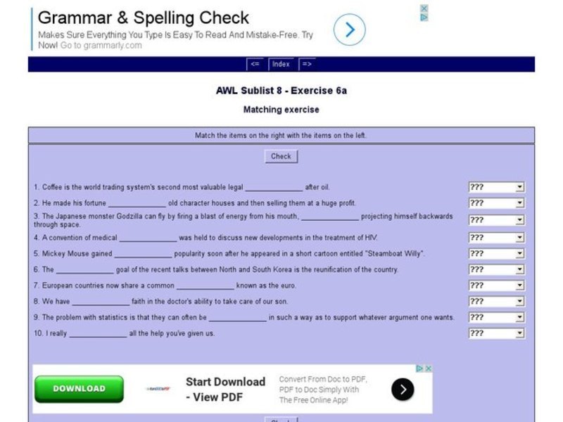 English Vocabulary Skills: AWL Sublist 8 - Exercise 6a Interactive English Vocabulary Skills: AWL Sublist 8 - Exercise 6a Interactive