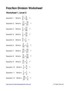 Dividing Fractions Worksheet Dividing Fractions Worksheet