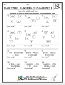 Place Value - Hundreds, Tens, and Ones 4 Worksheet Place Value - Hundreds, Tens, and Ones 4 Worksheet
