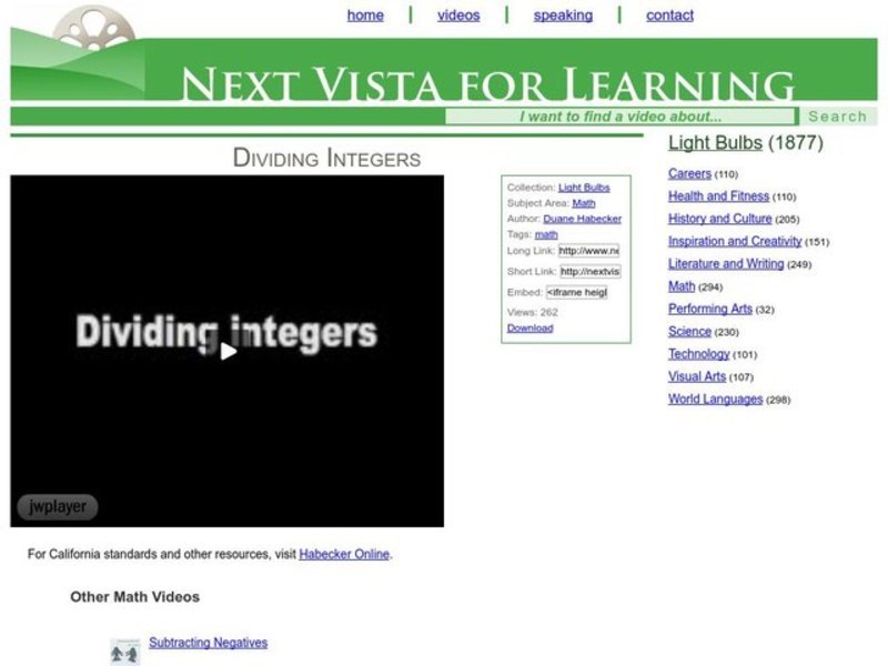 Dividing Integers Instructional Video Dividing Integers Instructional Video