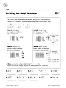 Dividing Two-Digit Numbers Worksheet Dividing Two-Digit Numbers Worksheet