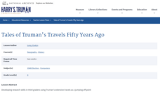Tales of Truman's Travels Fifty Years Ago Lesson Plan Tales of Truman's Travels Fifty Years Ago Lesson Plan