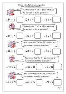 Division and multiplication corresponding Worksheet Division and multiplication corresponding Worksheet