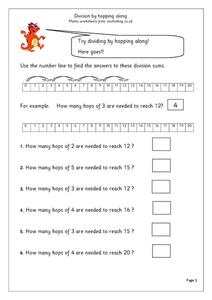 Division by hopping along Worksheet Division by hopping along Worksheet