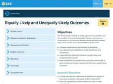 Equally Likely and Unequally Likely Outcomes Lesson Plan Equally Likely and Unequally Likely Outcomes Lesson Plan