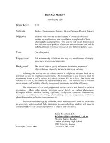 Does Size Matter? Lesson Plan Does Size Matter? Lesson Plan