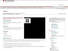 Domain and Range of Exponential Functions Lesson Plan Domain and Range of Exponential Functions Lesson Plan