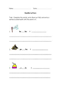 Double Consonants Worksheet Double Consonants Worksheet