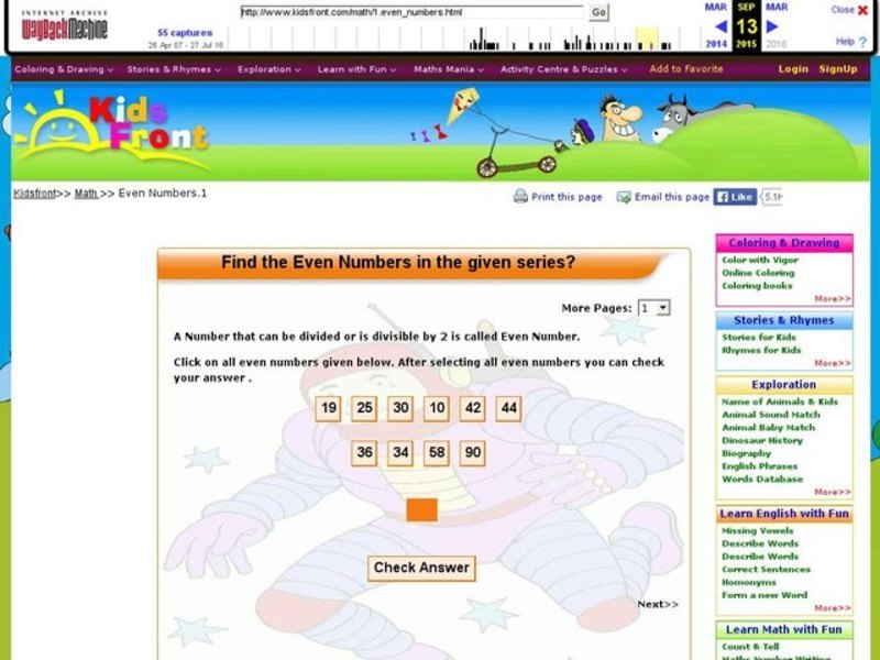 Find the Even Numbers 1 Interactive Find the Even Numbers 1 Interactive