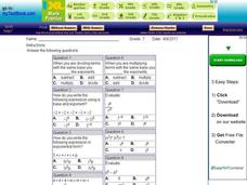 Multiple-Choice Questions regarding Simplifying with Exponents Interactive Multiple-Choice Questions regarding Simplifying with Exponents Interactive