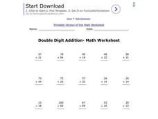 Double Digit Addition Worksheet Double Digit Addition Worksheet