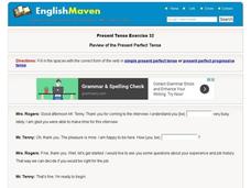 Present Tense Exercise 32:  Review of the Present Perfect Tense Interactive Present Tense Exercise 32:  Review of the Present Perfect Tense Interactive