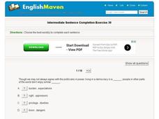 Intermediate Sentence Completion: 30 Interactive Intermediate Sentence Completion: 30 Interactive