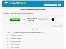 Advanced Sentence Completion: 16 Interactive Advanced Sentence Completion: 16 Interactive