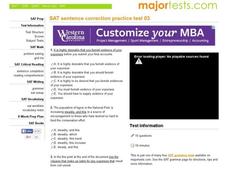 SAT Sentence Correction Practice Test 03 Interactive SAT Sentence Correction Practice Test 03 Interactive