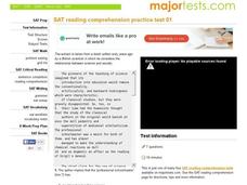 SAT Reading Comprehension Practice Test 01 Interactive SAT Reading Comprehension Practice Test 01 Interactive
