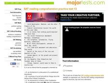 SAT Reading Comprehension Practice Practice Test 13 Interactive SAT Reading Comprehension Practice Practice Test 13 Interactive
