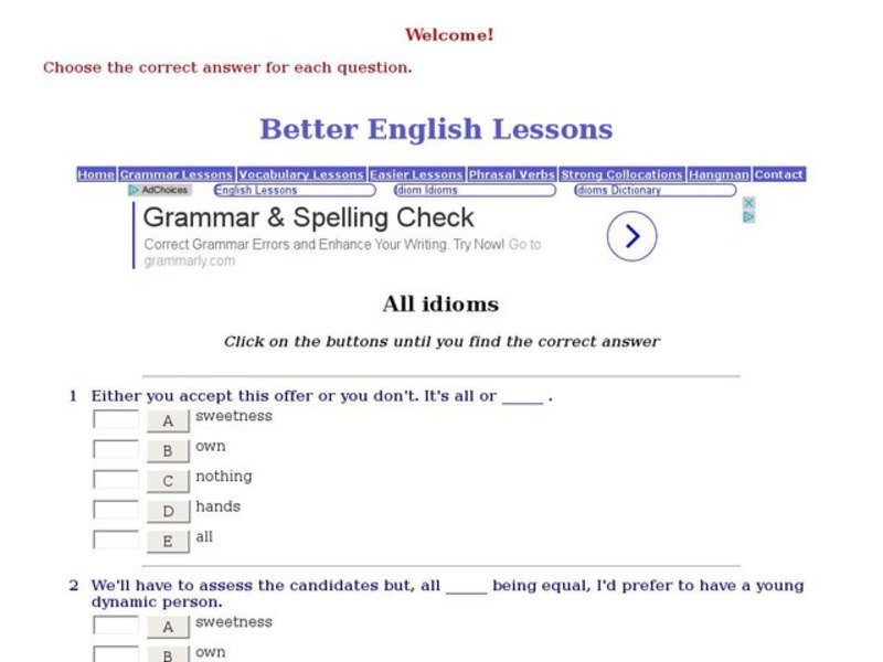 Better English Lessons: All Idioms Interactive Better English Lessons: All Idioms Interactive