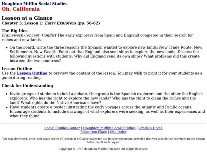 Early Explorers Lesson Plan Early Explorers Lesson Plan