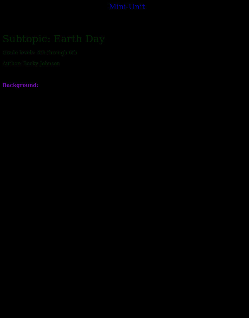 Earth Day Lesson Plan Earth Day Lesson Plan
