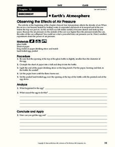 Earth's Atmosphere Worksheet Earth's Atmosphere Worksheet