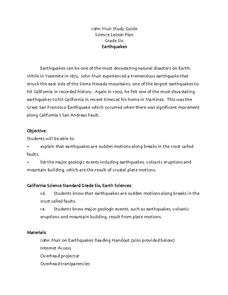 Earthquakes Lesson Plan Earthquakes Lesson Plan
