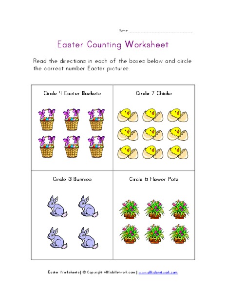 Easter Counting Worksheet Worksheet Easter Counting Worksheet Worksheet