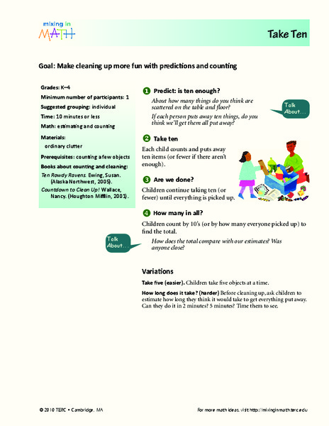 Take Ten: Make Cleaning Up More Fun with Predictions and Counting Lesson Plan Take Ten: Make Cleaning Up More Fun with Predictions and Counting Lesson Plan