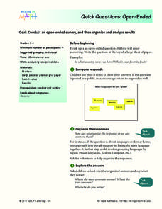 Quick Questions: Open-Ended Lesson Plan Quick Questions: Open-Ended Lesson Plan