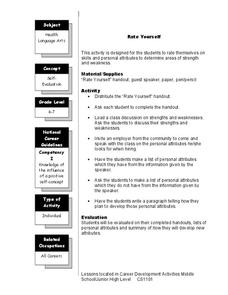 Rate Yourself Lesson Plan Rate Yourself Lesson Plan