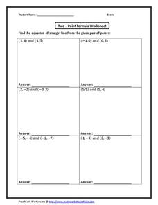Two-Point Formula Worksheet Worksheet Two-Point Formula Worksheet Worksheet