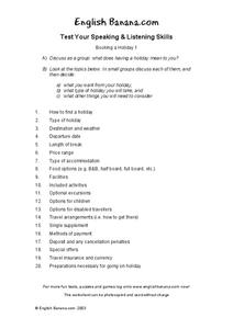 Test Your Speaking and Listening Skills:  Booking a Holiday 1 Interactive Test Your Speaking and Listening Skills:  Booking a Holiday 1 Interactive