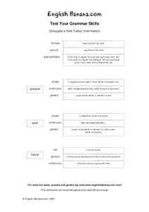 Test Your Grammar Skills:  Conjugate a Verb Today! Handout Test Your Grammar Skills:  Conjugate a Verb Today! Handout