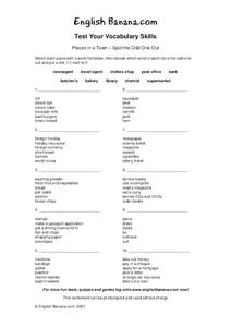 Places in a Town - Spot the Odd One Out Worksheet Places in a Town - Spot the Odd One Out Worksheet