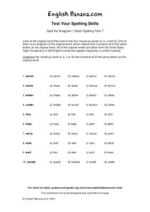 Spot the Anagram - Dolch Spelling Test 7 Worksheet Spot the Anagram - Dolch Spelling Test 7 Worksheet